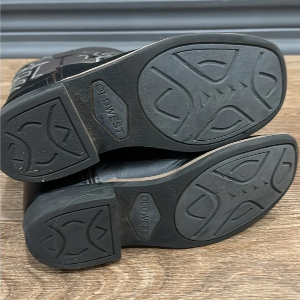 Old West Two-Tone Kids Western Boots in Black and gray